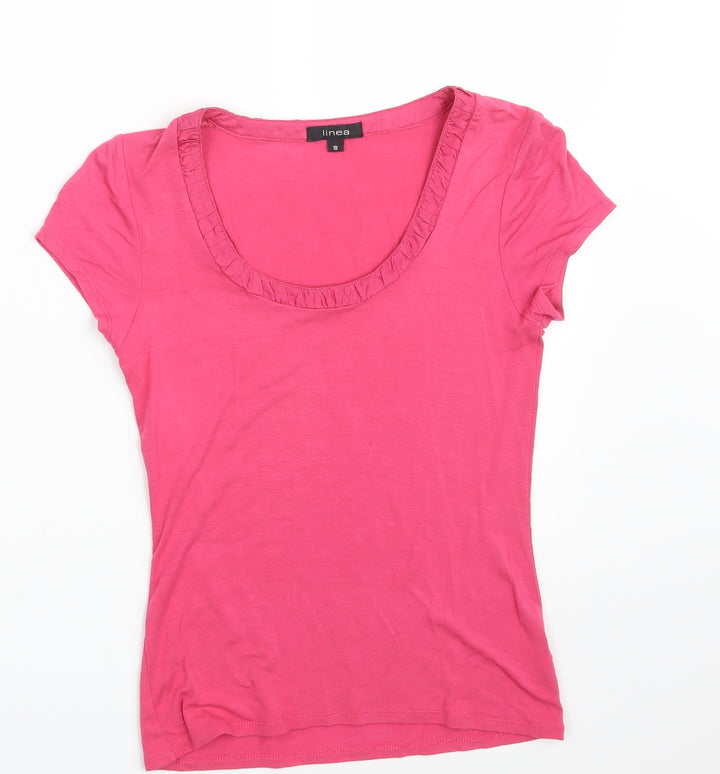 Linea Womens Pink Basic T-Shirt Size S