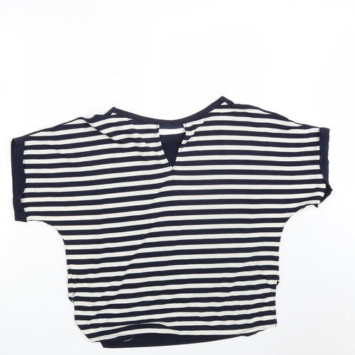 Oasis Womens Blue Striped  Basic T-Shirt Size S