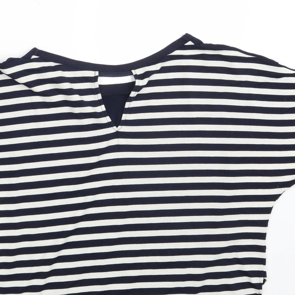 Oasis Womens Blue Striped  Basic T-Shirt Size S