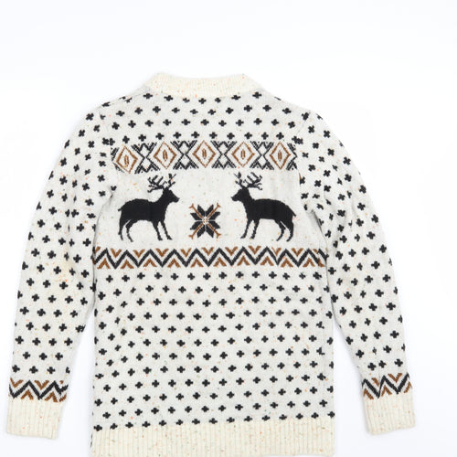 Sugar Cane Womens Ivory Argyle/Diamond Knit Pullover Jumper Size 12