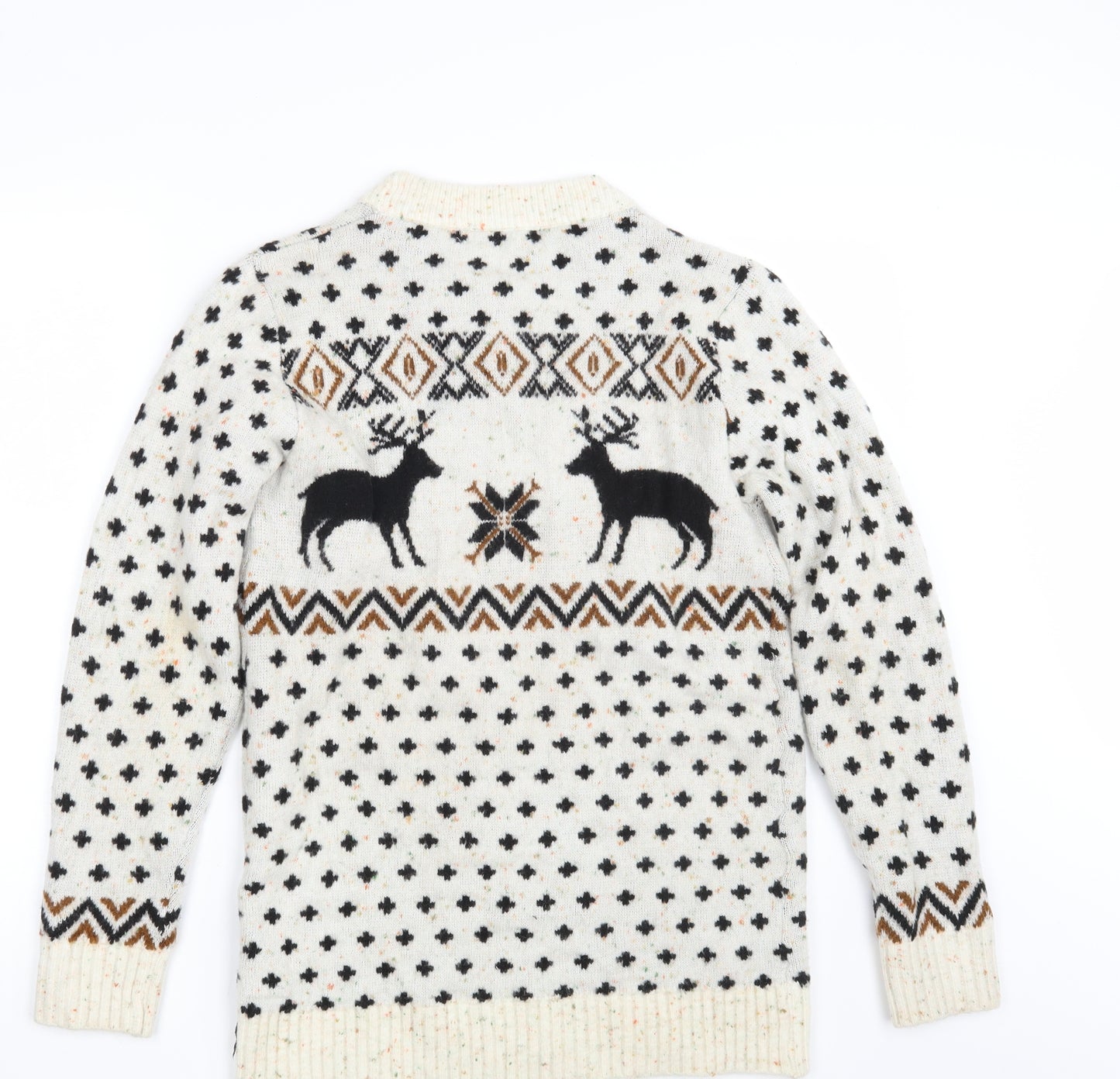 Sugar Cane Womens Ivory Argyle/Diamond Knit Pullover Jumper Size 12