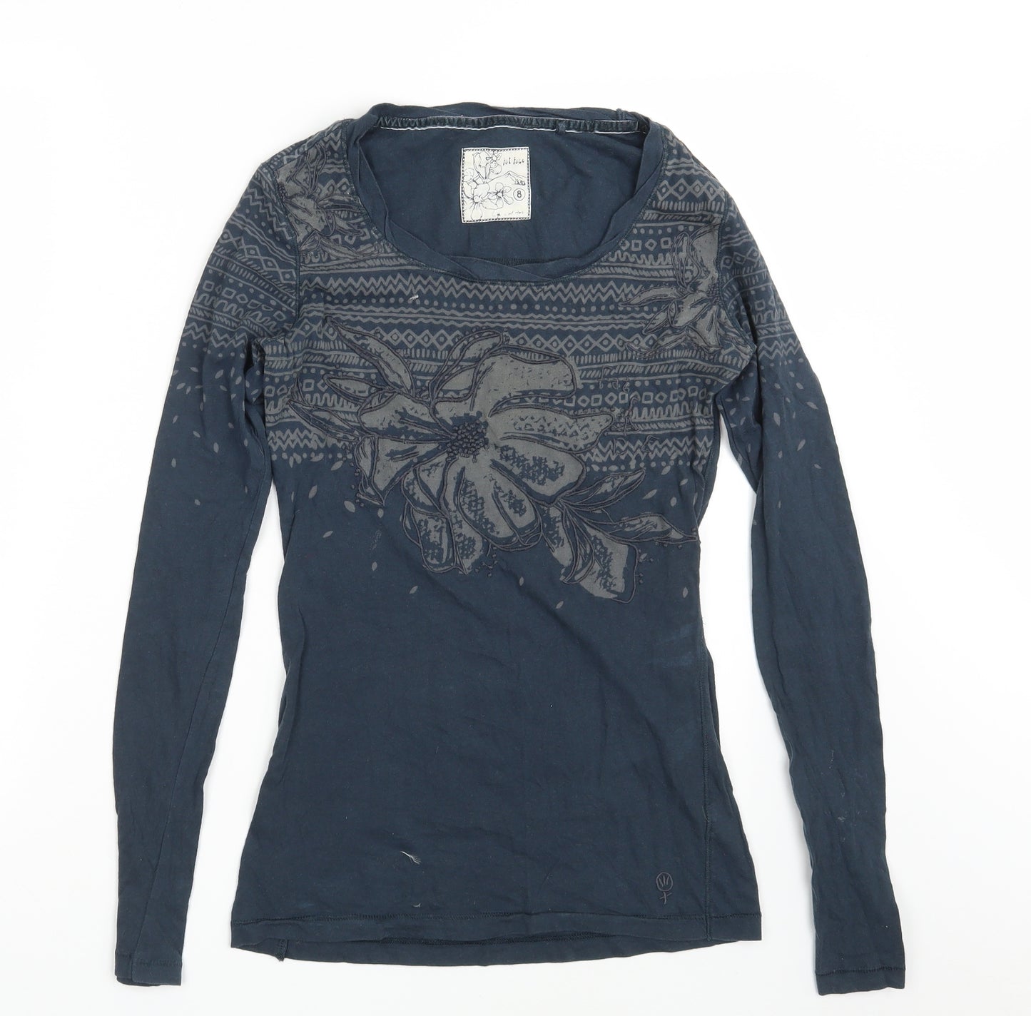 Fat Face Womens Blue Floral  Basic T-Shirt Size 8