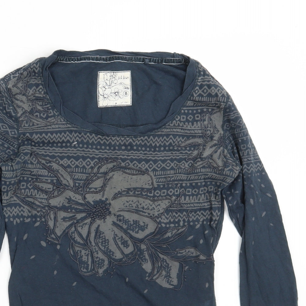 Fat Face Womens Blue Floral  Basic T-Shirt Size 8