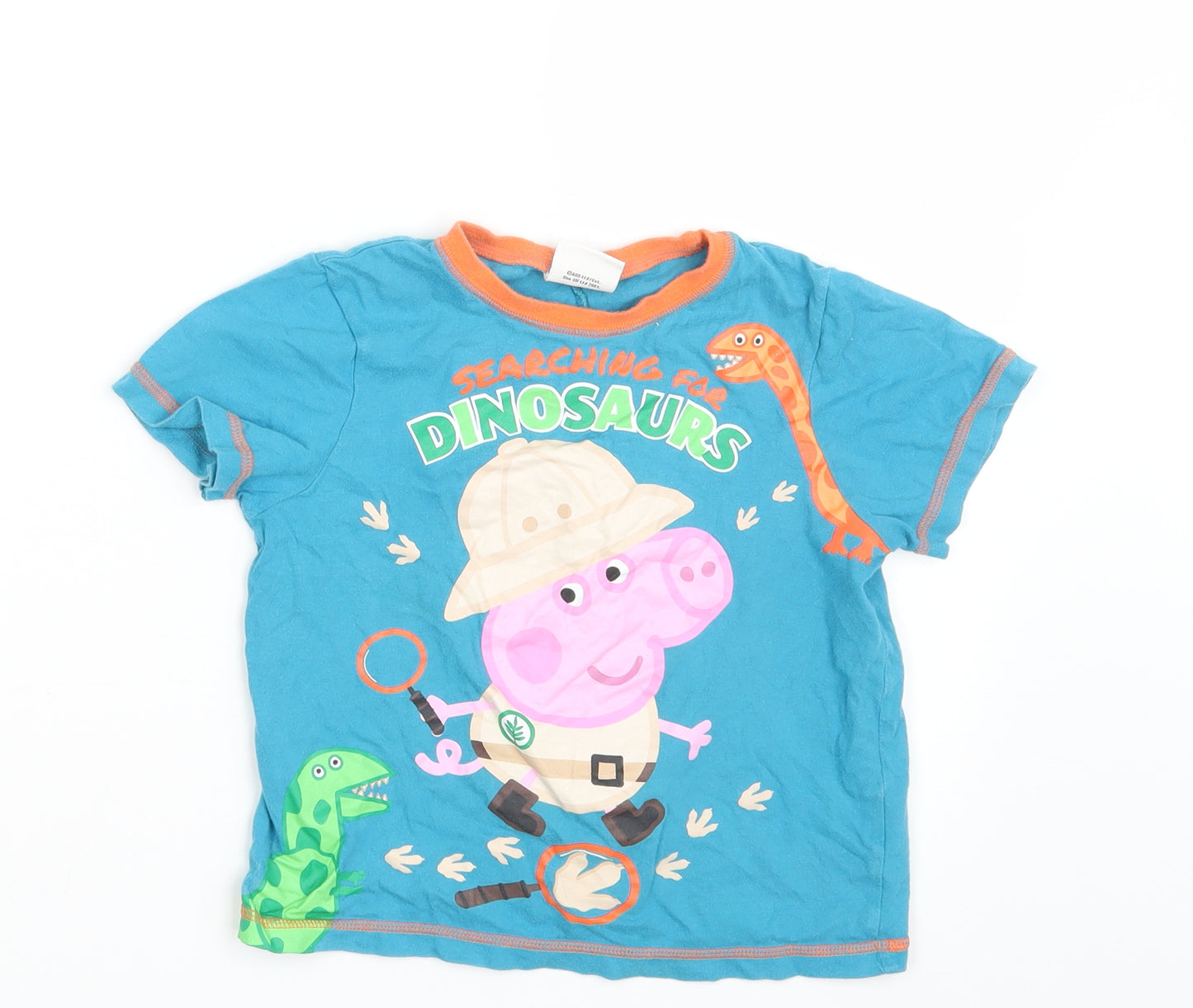 BHS Girls Blue   Basic T-Shirt Size 3-4 Years  - Dinasaur