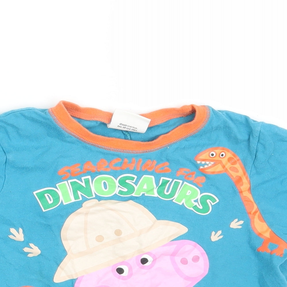 BHS Girls Blue   Basic T-Shirt Size 3-4 Years  - Dinasaur
