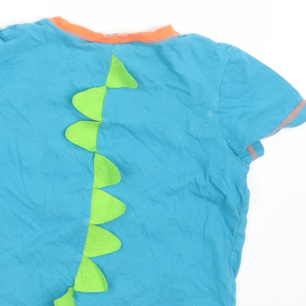 BHS Girls Blue   Basic T-Shirt Size 3-4 Years  - Dinasaur