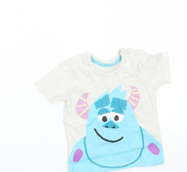 George Baby Grey Animal Print  Basic T-Shirt Size 3-6 Months  - Sulley