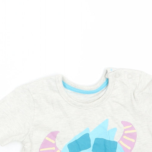 George Baby Grey Animal Print  Basic T-Shirt Size 3-6 Months  - Sulley