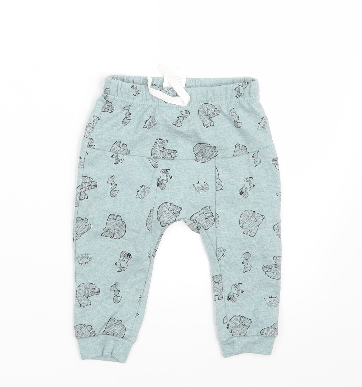 Rabbit & Bear Baby Green Animal Print  Jogger Leggings Size 6-9 Months  - Waist 16in; Inside  leg 8in
