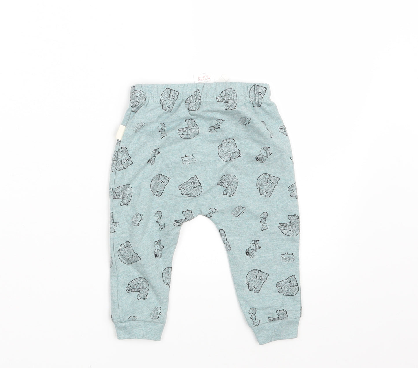 Rabbit & Bear Baby Green Animal Print  Jogger Leggings Size 6-9 Months  - Waist 16in; Inside  leg 8in