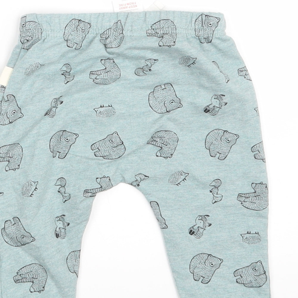 Rabbit & Bear Baby Green Animal Print  Jogger Leggings Size 6-9 Months  - Waist 16in; Inside  leg 8in
