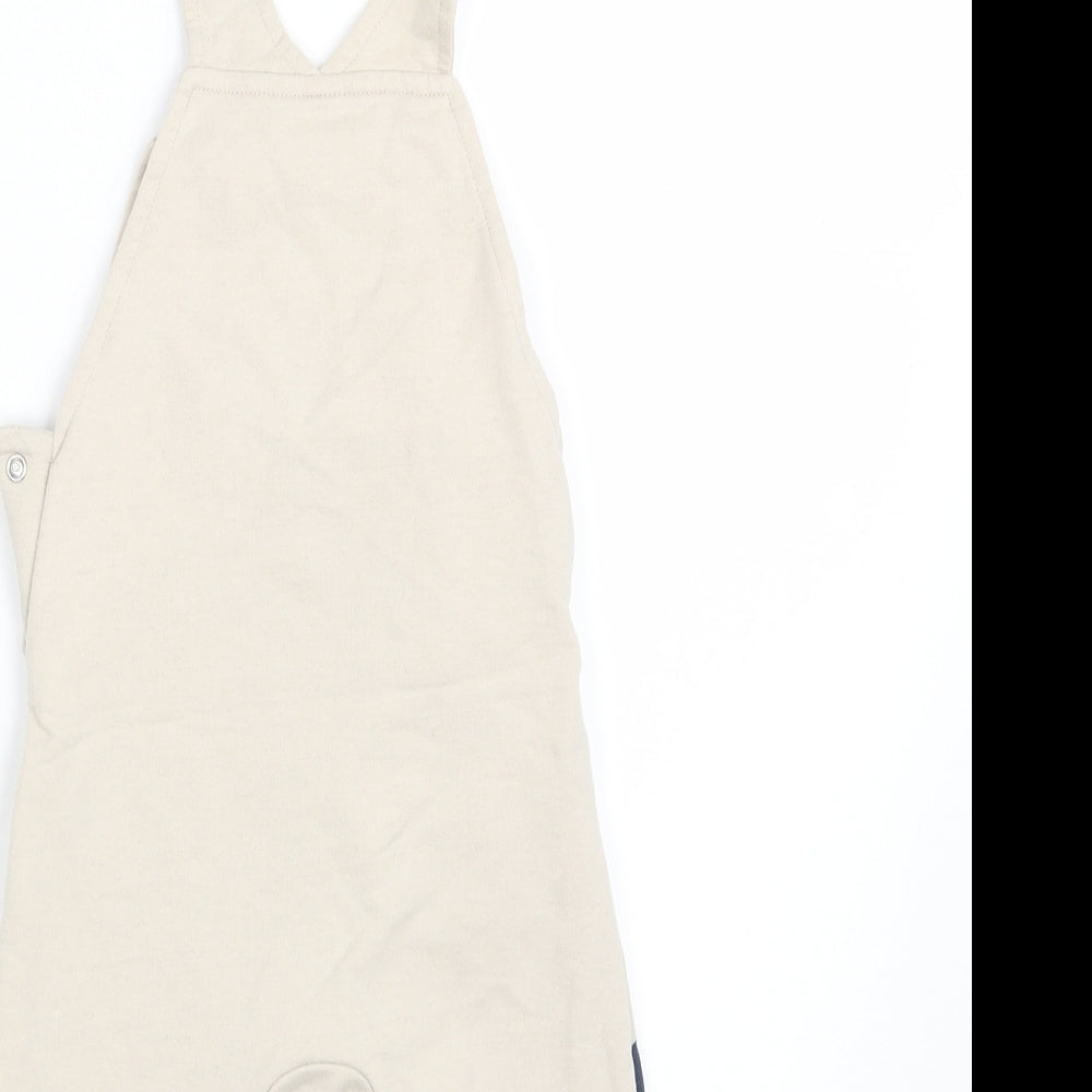 Primark Baby Beige Animal Print  Pinafore/Dungaree Dress  Size 6-9 Months  - Inside Leg 7 Inches