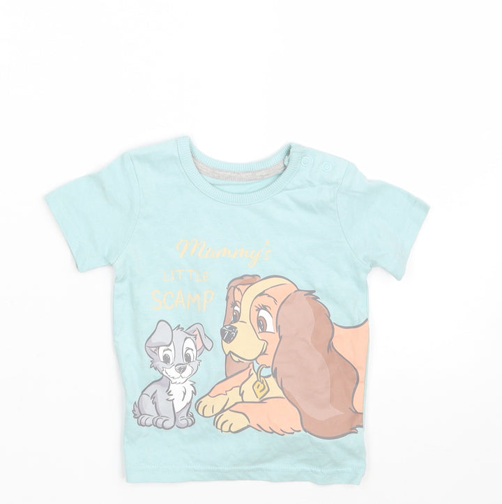 George Baby Blue Animal Print  Basic T-Shirt Size 3-6 Months