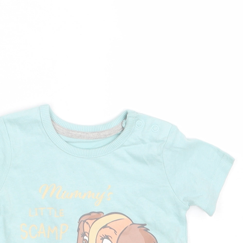 George Baby Blue Animal Print  Basic T-Shirt Size 3-6 Months