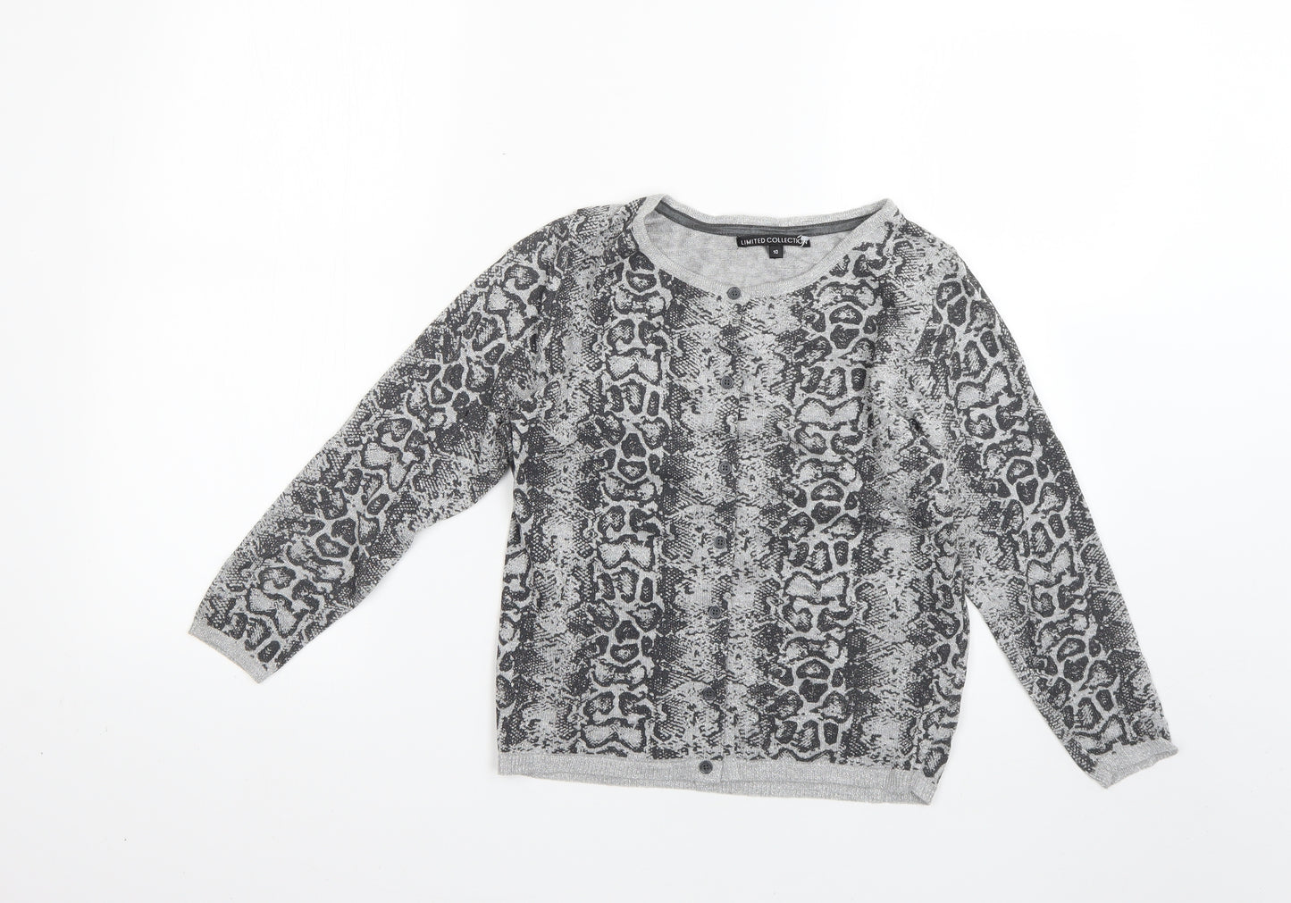 limited collection Womens Silver Animal Print  Pullover Jumper Size 10