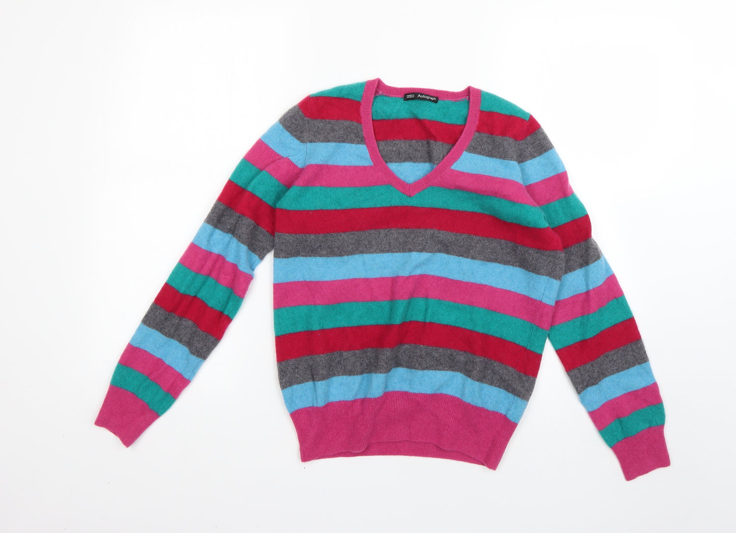 Marks and Spencer Womens Multicoloured Striped  Pullover Jumper Size 14