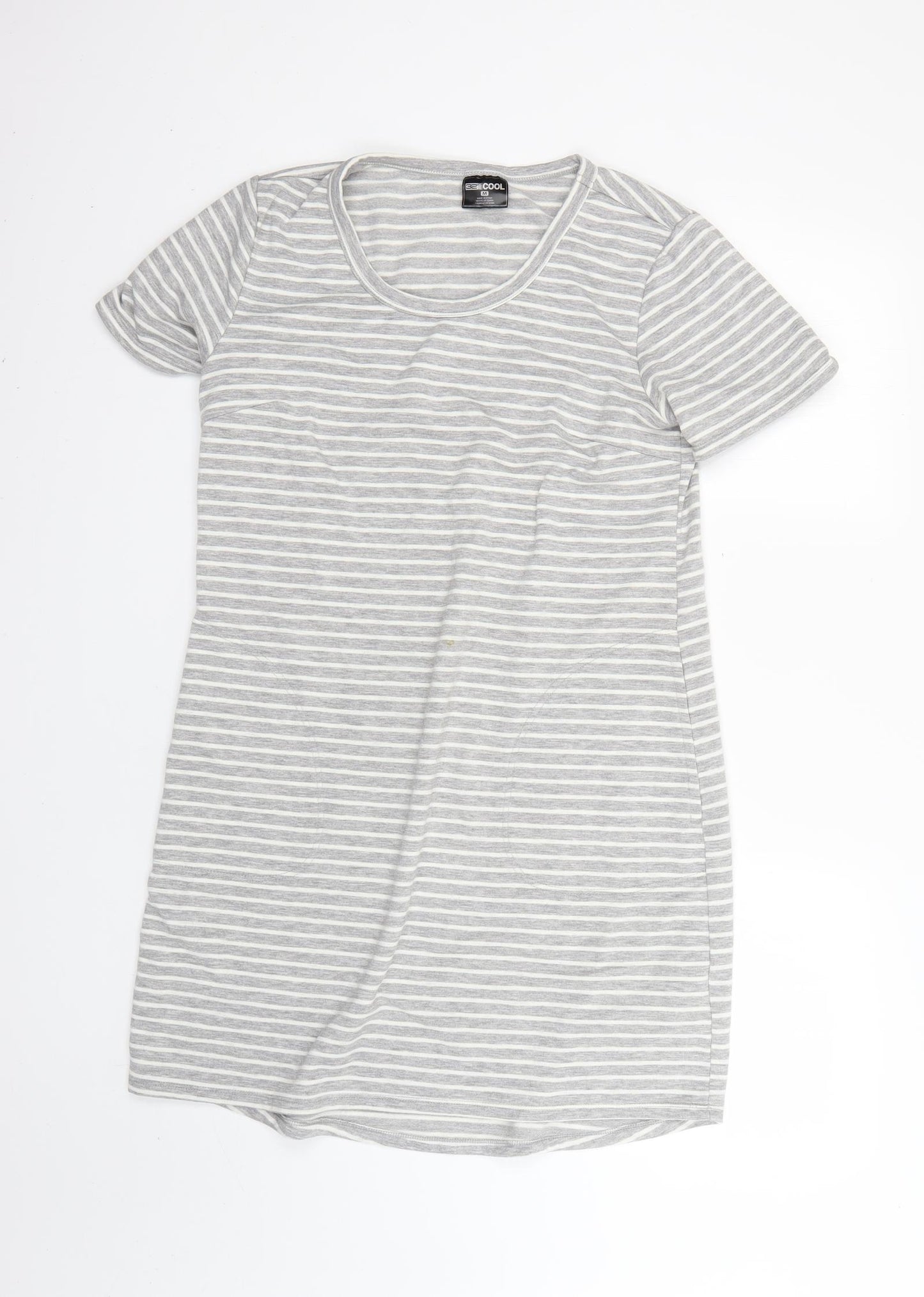 cool Womens Grey Striped  T-Shirt Dress  Size M