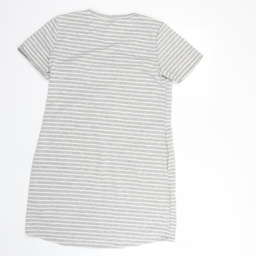 cool Womens Grey Striped  T-Shirt Dress  Size M