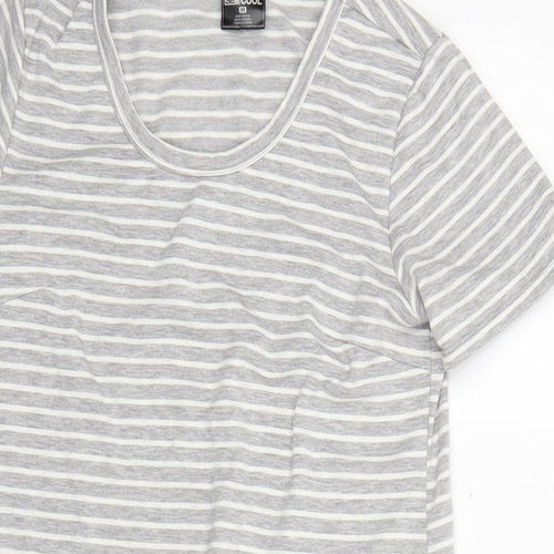 cool Womens Grey Striped  T-Shirt Dress  Size M