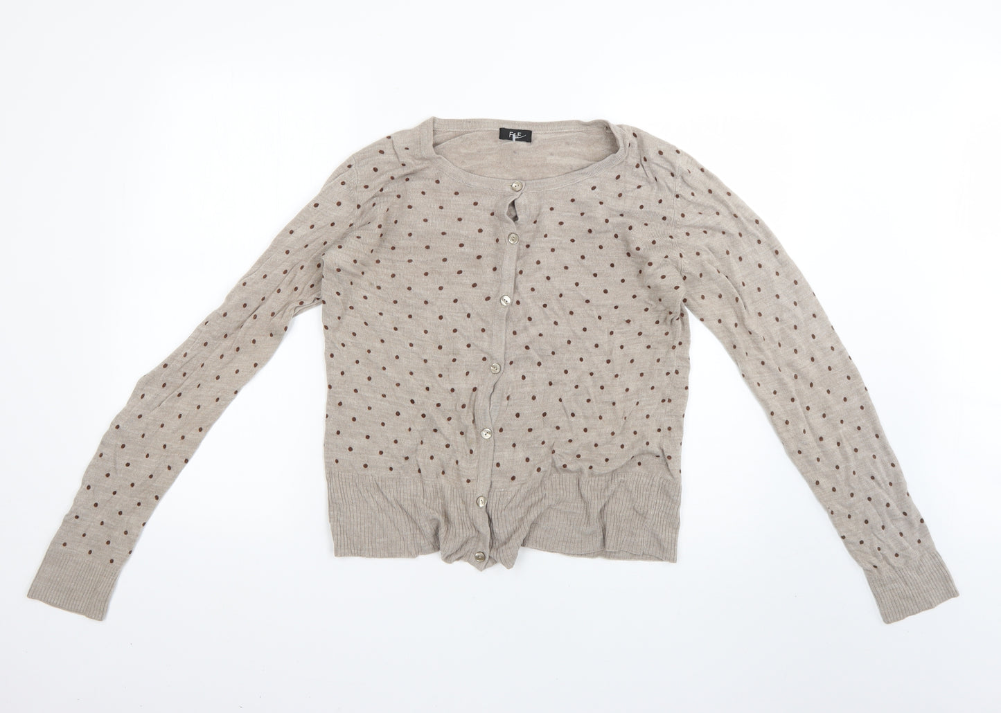 F&F Womens Beige Polka Dot  Cardigan Jumper Size 16