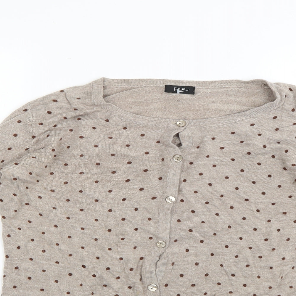 F&F Womens Beige Polka Dot  Cardigan Jumper Size 16