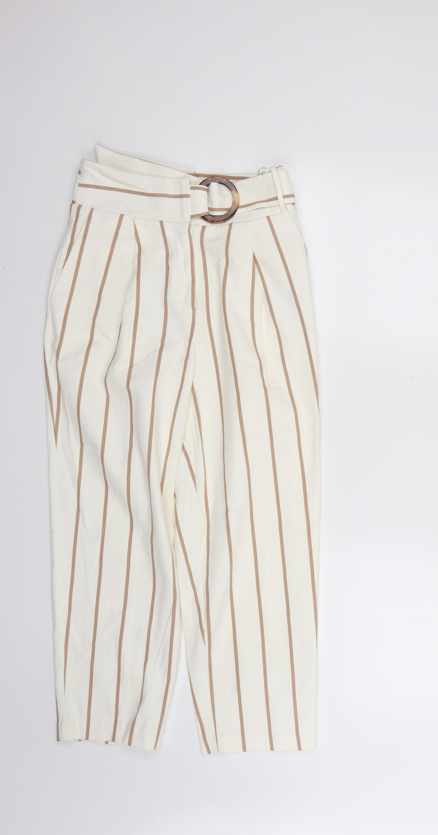 Topshop Womens Beige Striped  Trousers  Size 6 L22 in