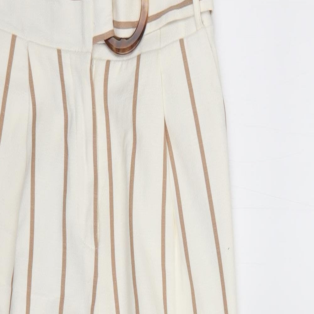 Topshop Womens Beige Striped  Trousers  Size 6 L22 in