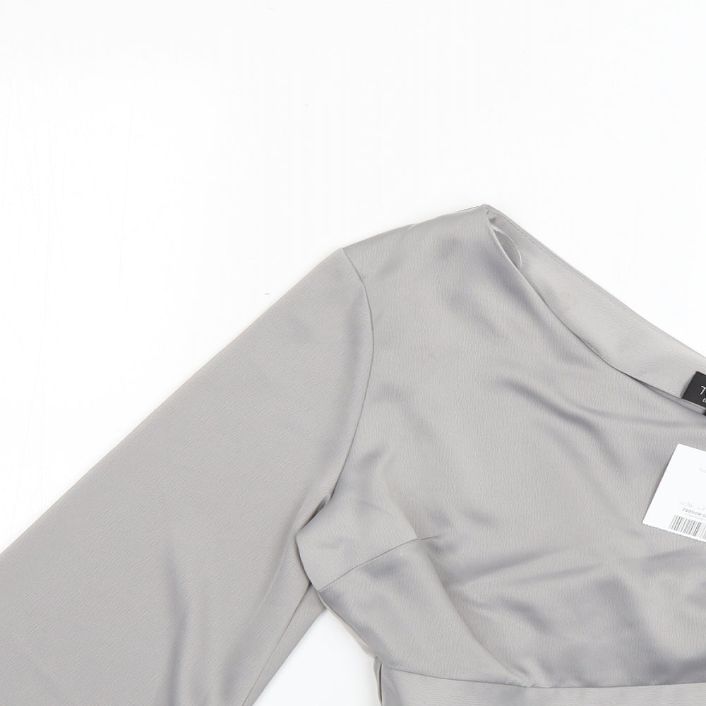 Topshop Womens Silver   Basic Blouse Size 8