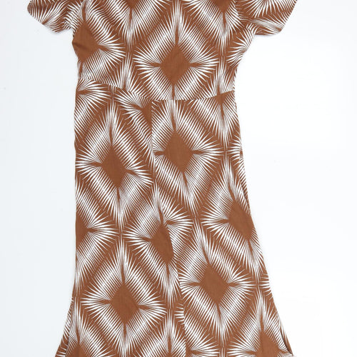 Marks and Spencer Womens Brown Geometric  Shirt Dress  Size 12
