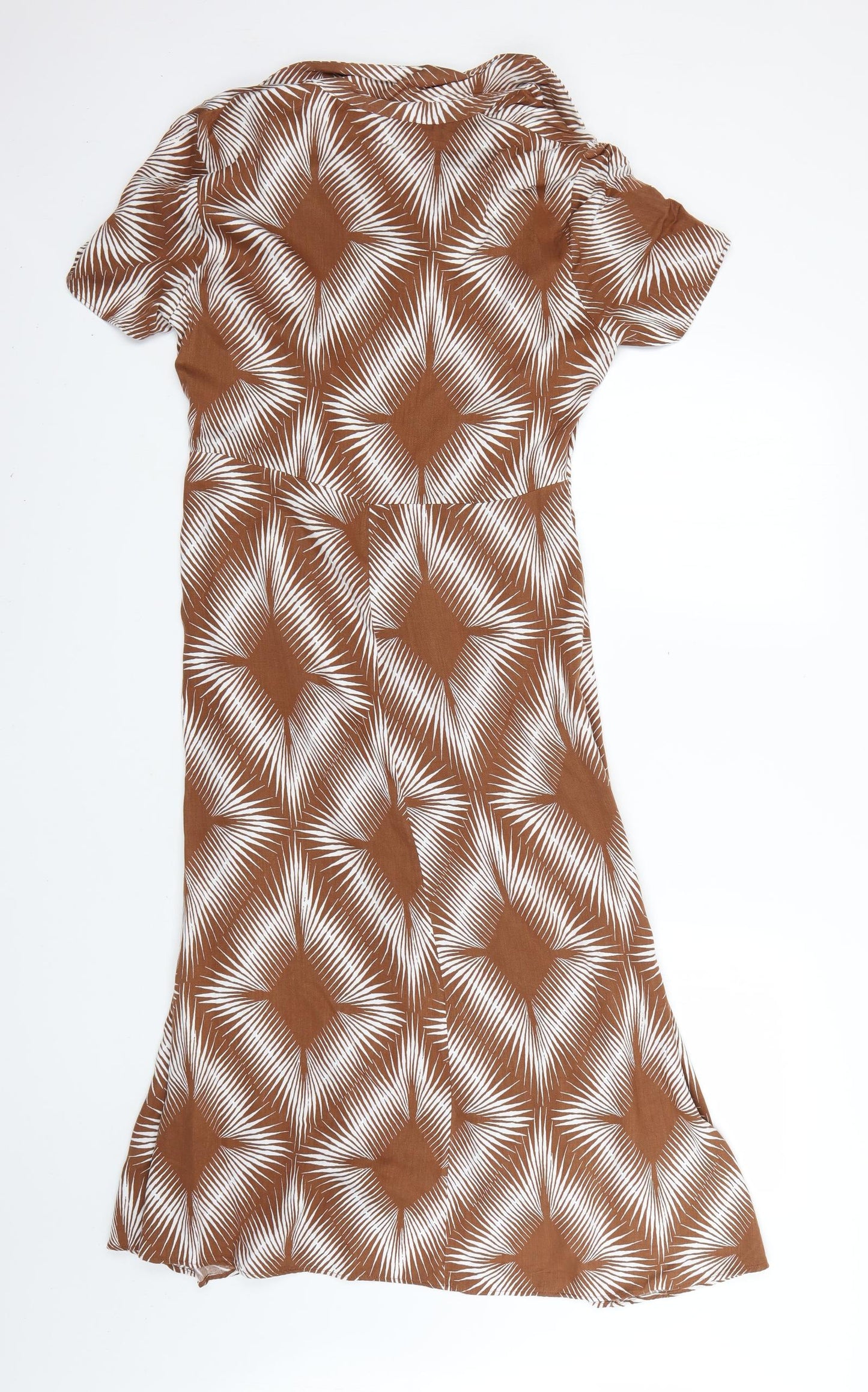 Marks and Spencer Womens Brown Geometric  Shirt Dress  Size 12