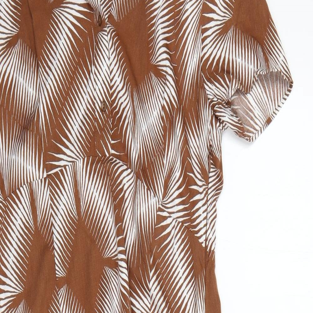 Marks and Spencer Womens Brown Geometric  Shirt Dress  Size 12