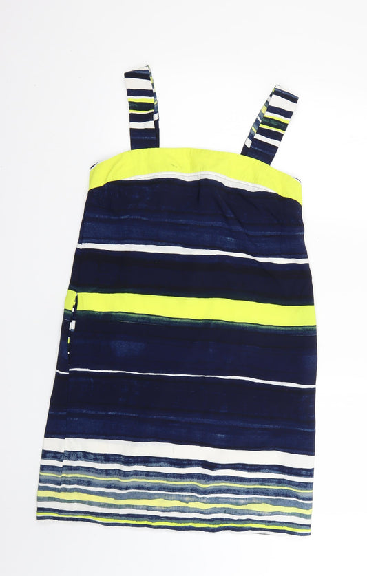Front view of Next women’s multicoloured striped tank dress, size UK 12