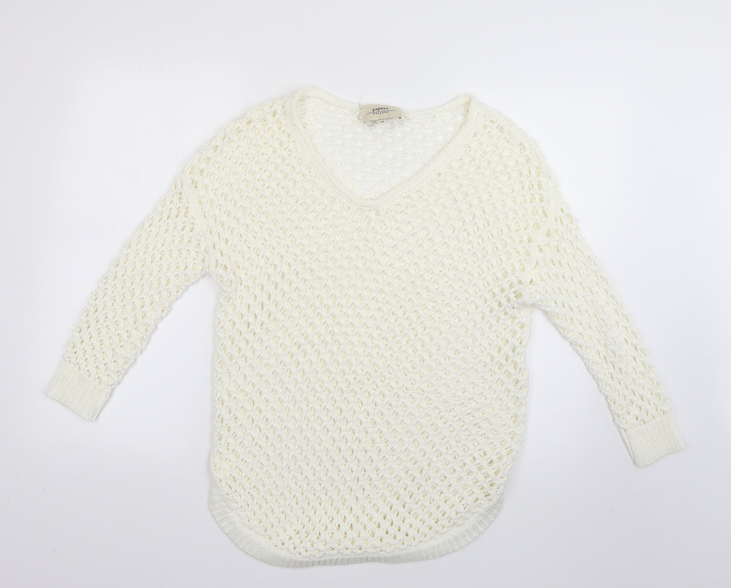 Papaya Womens White   Pullover Jumper Size M