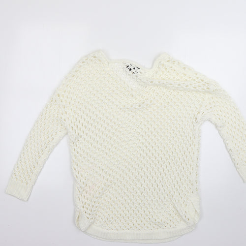 Papaya Womens White   Pullover Jumper Size M