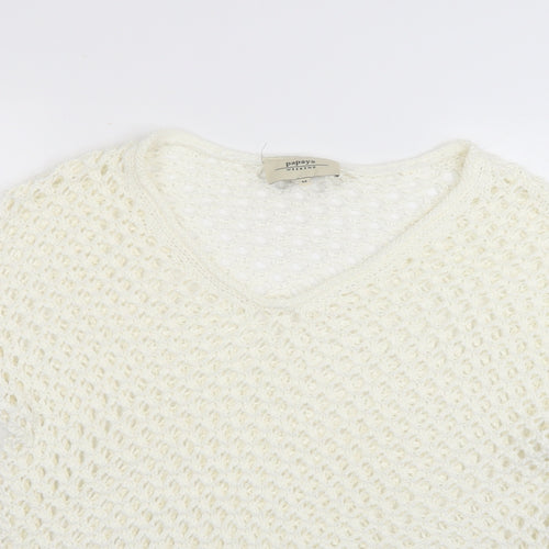 Papaya Womens White   Pullover Jumper Size M