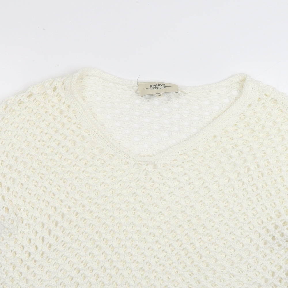 Papaya Womens White   Pullover Jumper Size M