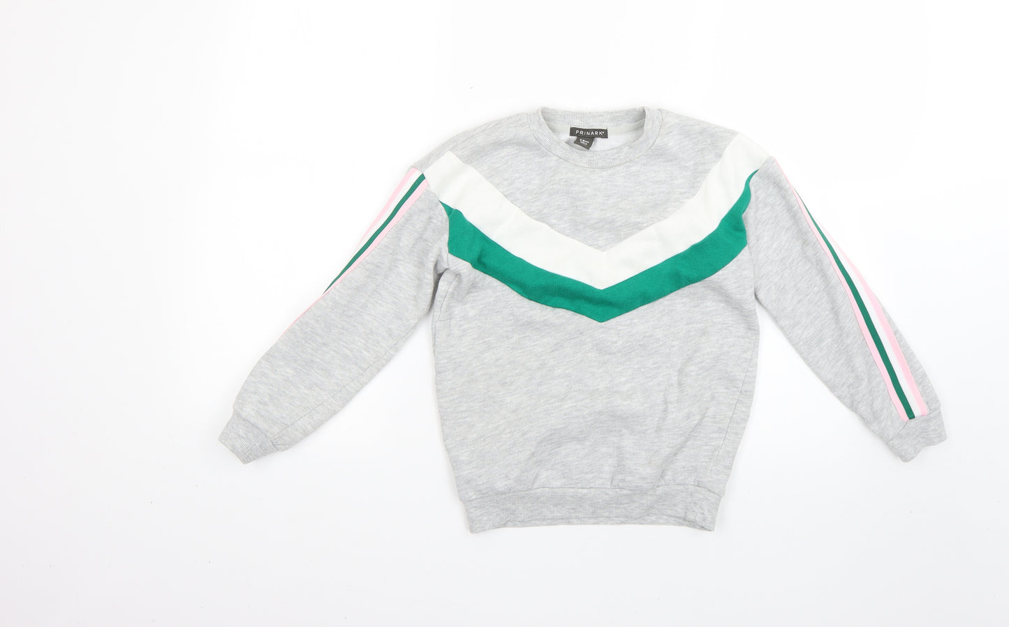 Primark Girls Grey Striped  Pullover Jumper Size 9-10 Years