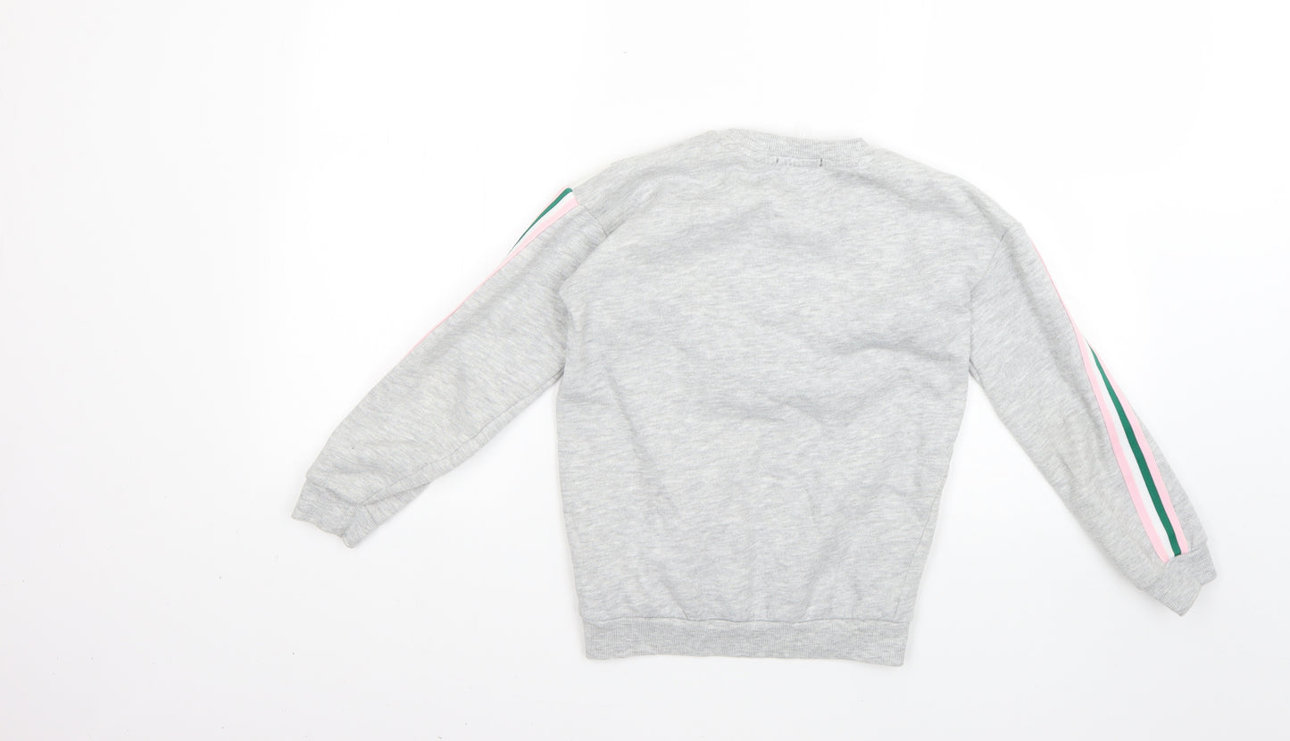 Primark Girls Grey Striped  Pullover Jumper Size 9-10 Years