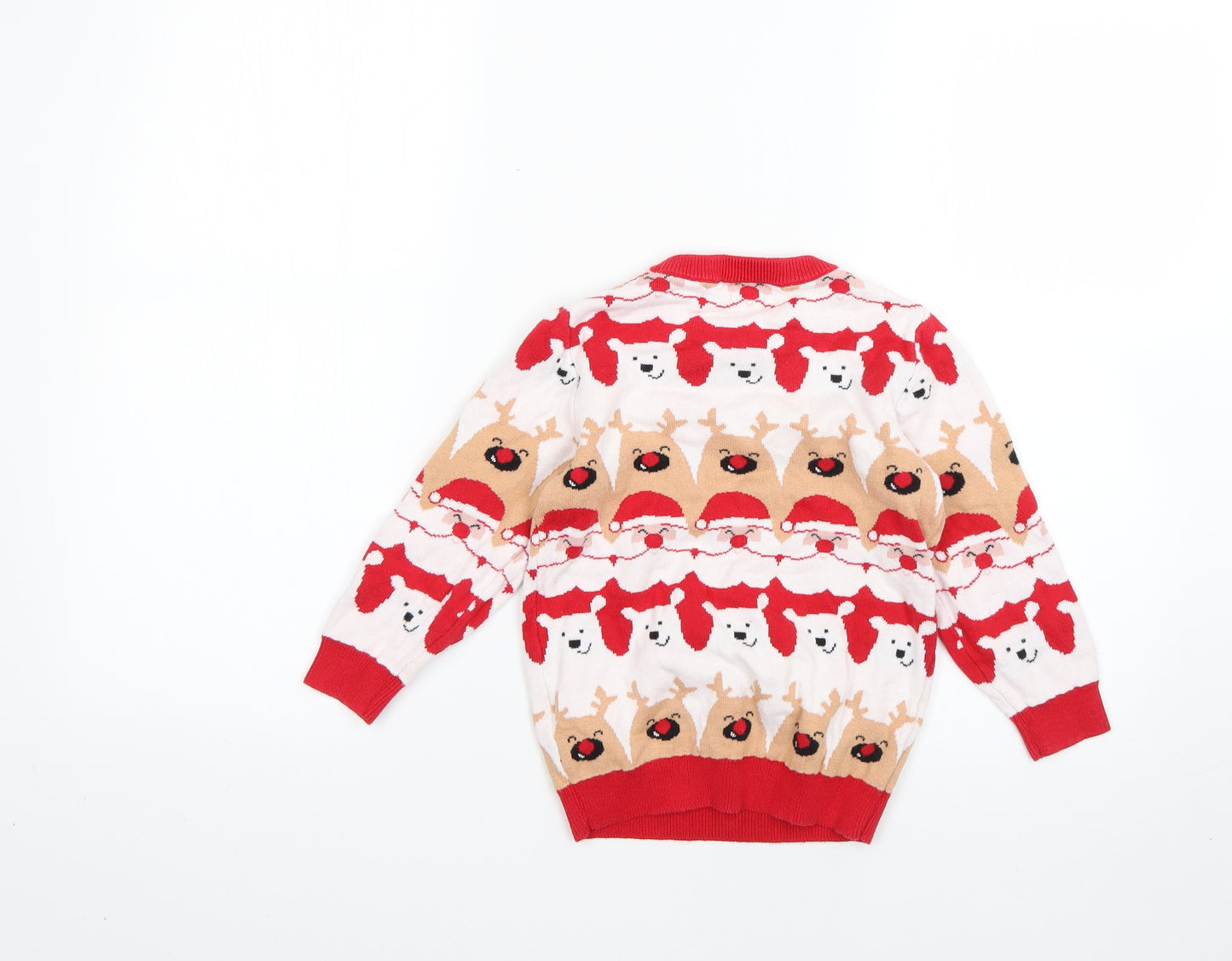 F&F Boys Multicoloured Geometric  Pullover Jumper Size 4-5 Years  - Christmas
