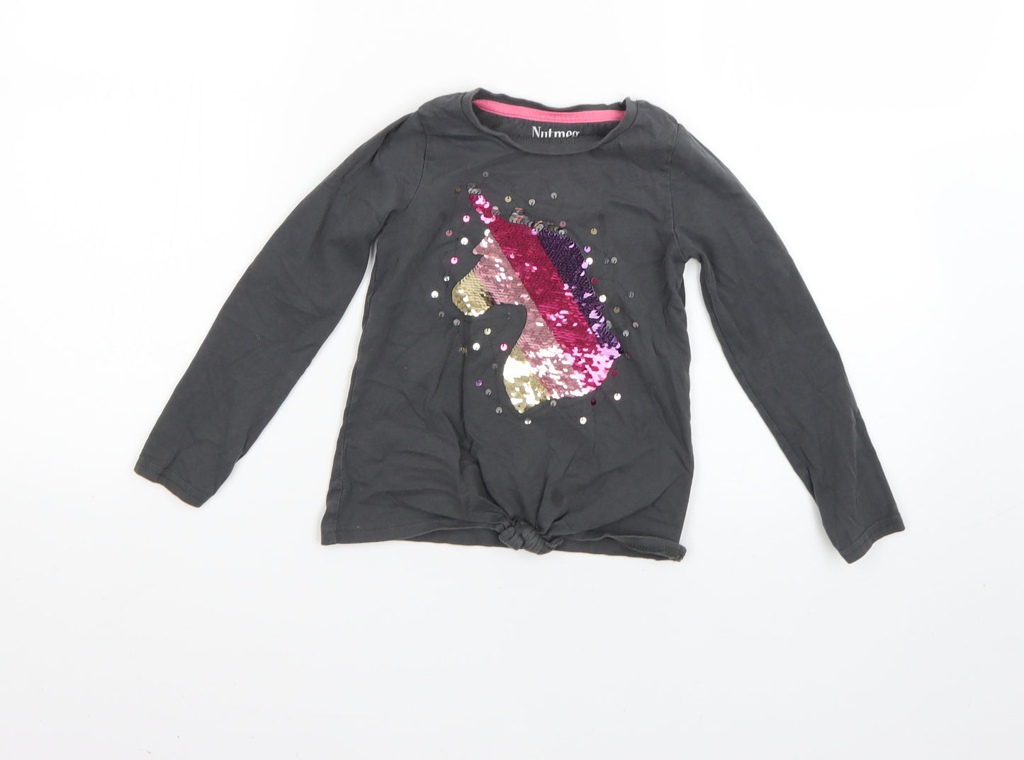 Nutmeg Girls Grey   Pullover T-Shirt Size 5-6 Years