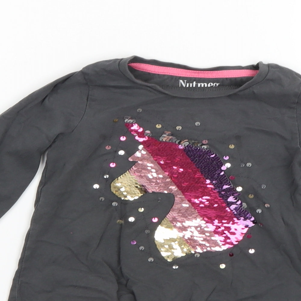 Nutmeg Girls Grey   Pullover T-Shirt Size 5-6 Years
