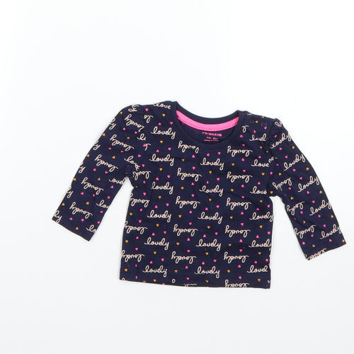Primark Baby Blue Geometric  Basic T-Shirt Size 0-3 Months