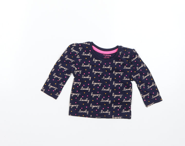 Primark Baby Blue Geometric Basic T-Shirt Size 0-3 Months