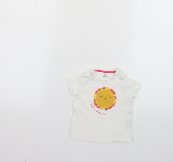F&F Baby White Geometric Basic T-Shirt Size 0-3 Months