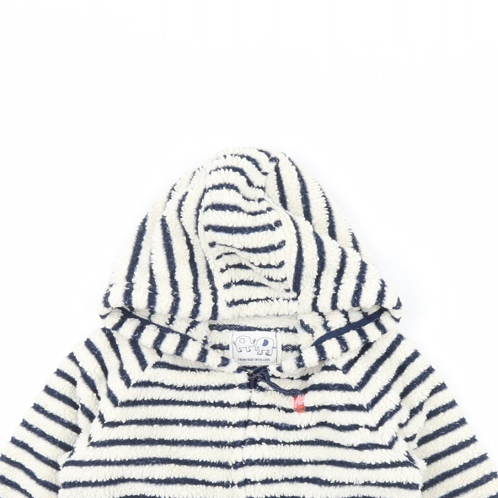 NEXT Girls White Striped Fleece Jacket  Size 5 Years