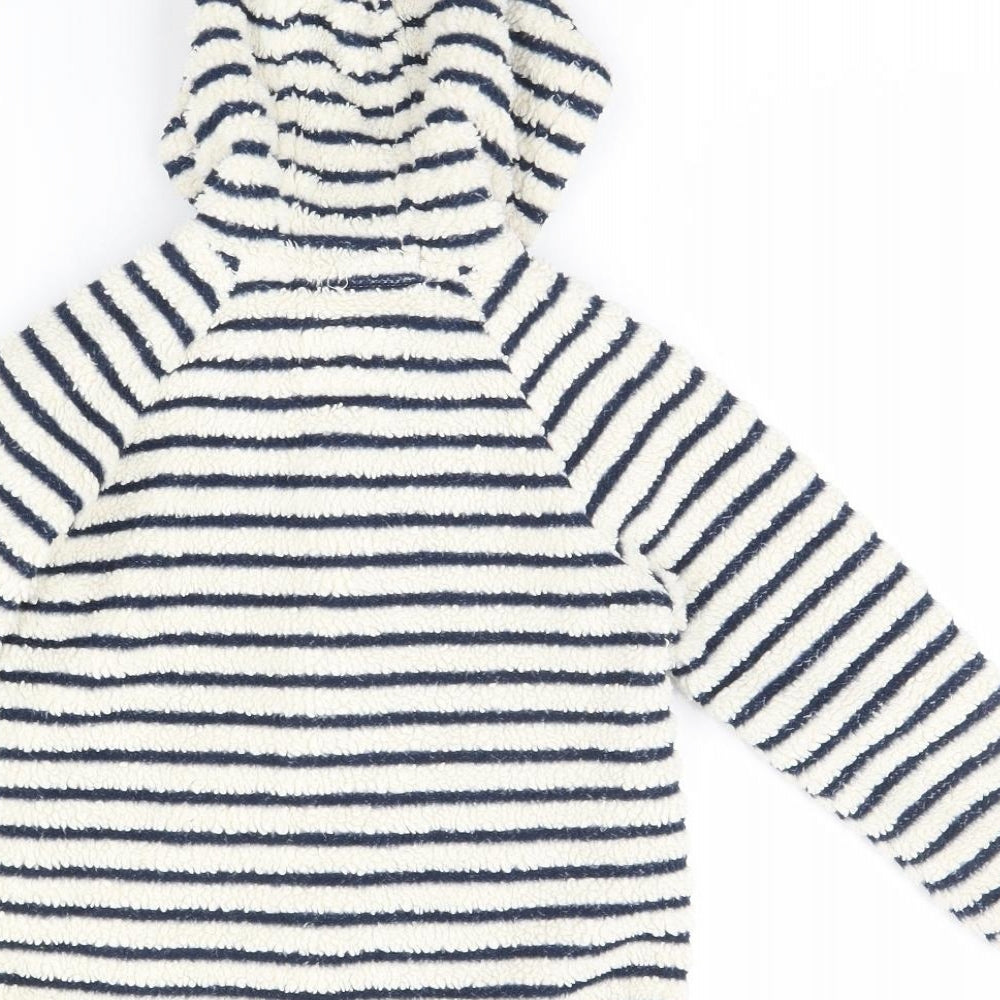 NEXT Girls White Striped Fleece Jacket  Size 5 Years