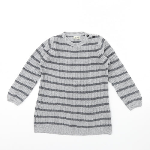 NEXT Girls Grey Striped  Pullover Jumper Size 5 Years