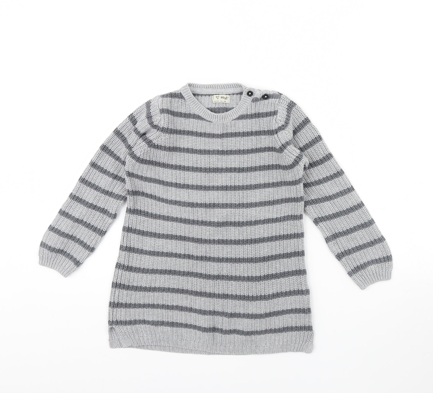 NEXT Girls Grey Striped  Pullover Jumper Size 5 Years