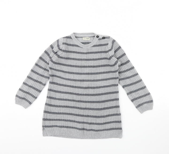 NEXT Girls Grey Striped  Pullover Jumper Size 5 Years