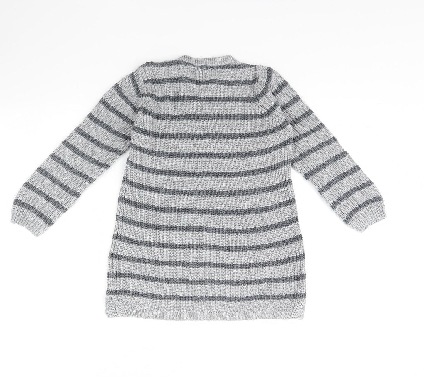 NEXT Girls Grey Striped  Pullover Jumper Size 5 Years